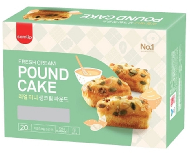 삼립 리얼미니생크림 파운드 20입 1박스, 720g