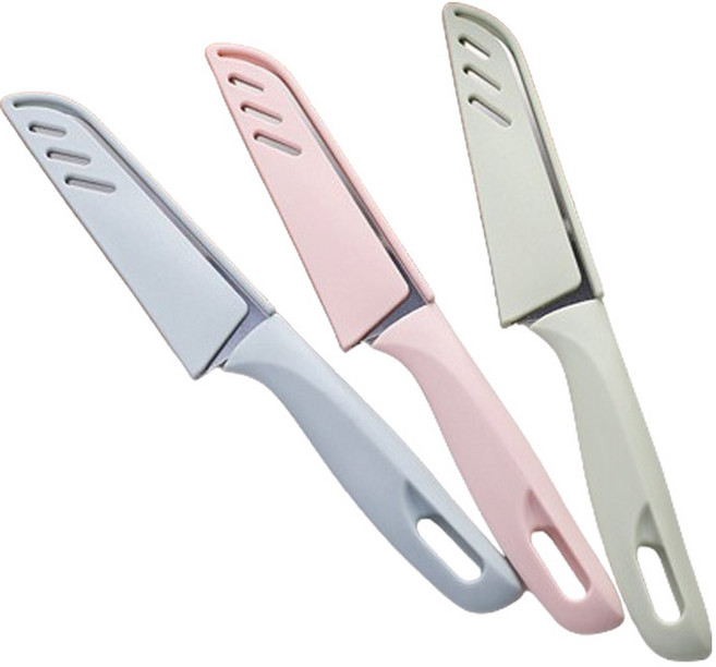 제로앤나인 파스텔 칼집 과도 과일칼, 1세트, 핑크+블루+그린