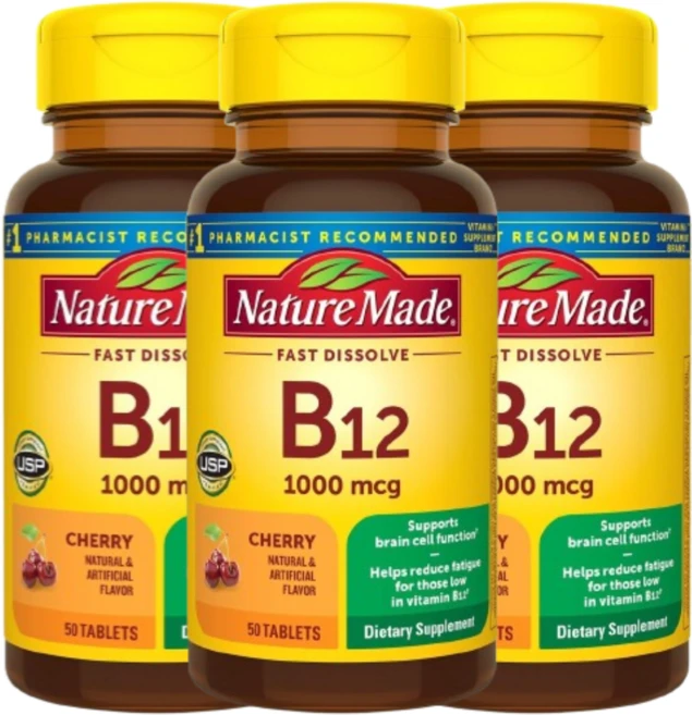 Nature Made B-12 설하 체리 1 000mcg 50정 3 SET, 1개 - 쿠팡