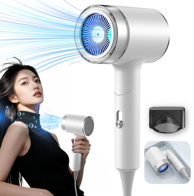 Darlisex 헤어 드라이기 초고속 음이온 휴대용 BLDC 접이식 드라이어 1800W, 화이트, STL-887