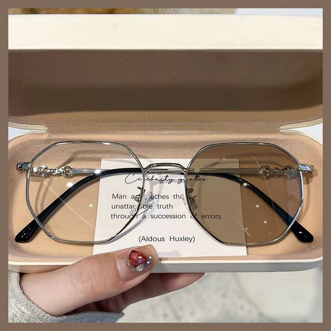 Komorebi 남녀공용 뿔테 안경 패션 자외선차단 변색 선글라스 다각형 안경테