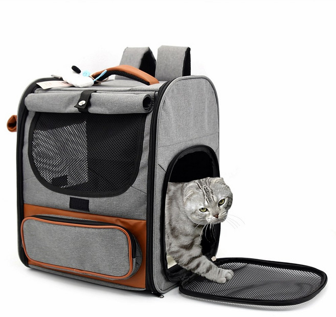 퍼피허그 Luka long 강아지 백팩 캐리어 산책 이동 가방 고양이 애견 기내용 컨넬 카시트 배낭, 그레이, 1개