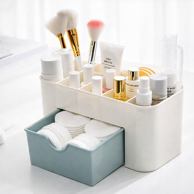 일상보담 6칸 다용도 미니 서랍 수납함 화장대 책상 욕실 정리함, 1개, 크림블루