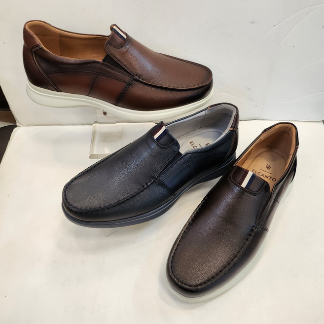 엘칸토 TOP.1 ML 남성 천연 소가죽 쵸경량 쿠션어 많은 슬립온 새미 캐주얼(3센치)..발등 양 옆 밴딩이 있어 신고벗기 편한 캐주얼..직장인 출퇴근 워킹규즈..새미