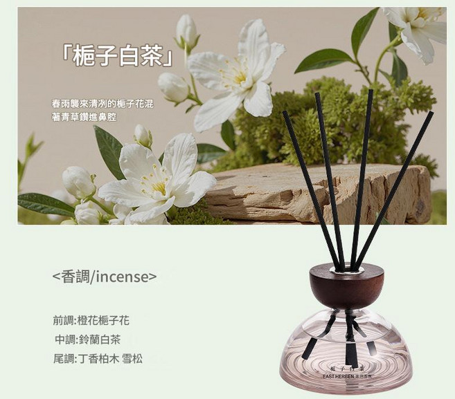 XMXZH左赫 梔子白茶 香薰藤條, 1件, 200L