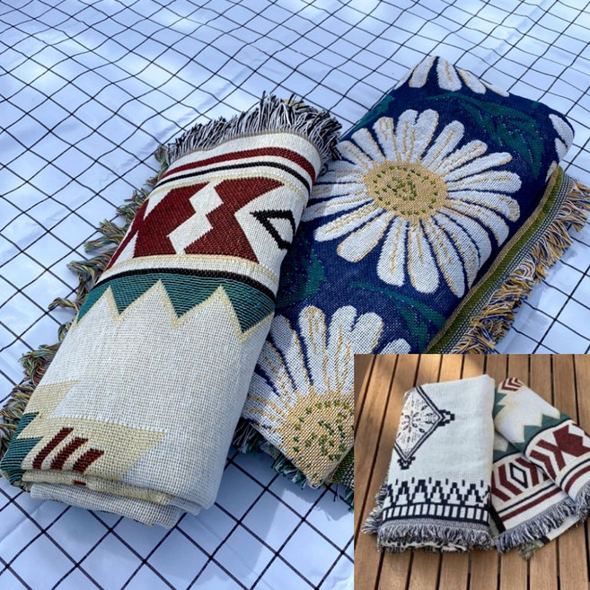 캠핑용 도톰한 돗자리 텐트 카페트 이너 매트 야전 침대 담요 야외 휴대용 깔개 비치 블랭킷 한강공원 차크닉 쇼파 커버 베드 러너 카크닉 차박 블랑캣 베란다 꾸미기 홈캠핑 발코니, 인디언 매트