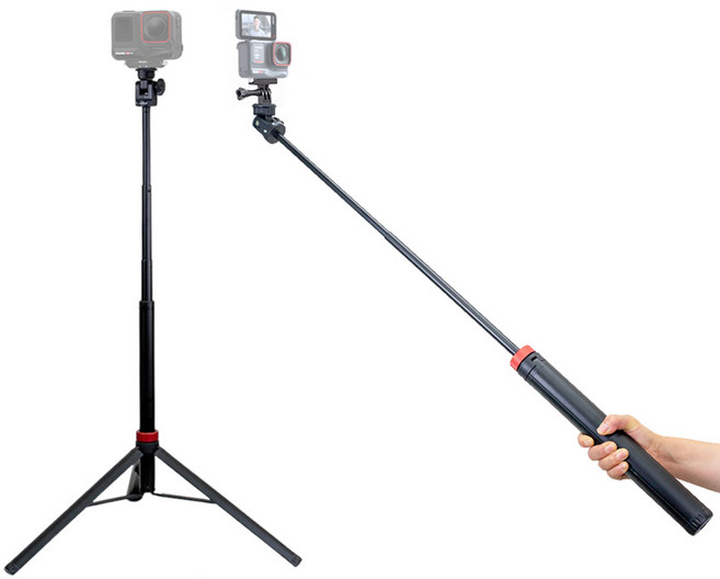 Insta360 Ace Pro Pro2 호환 최장 190cm 롱 삼각대 길이조절 셀피스틱 핸드그립, 1개