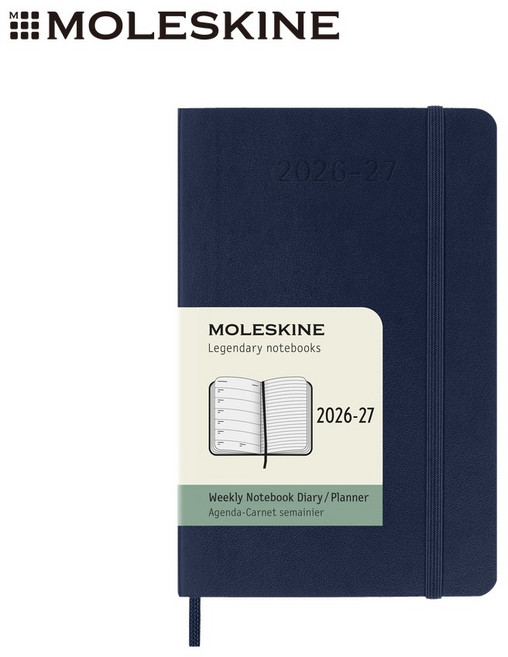 MOLESKINE 2026-2027 18個月週記軟皮手帳 口袋 寶藍, 寶石藍色, 1個
