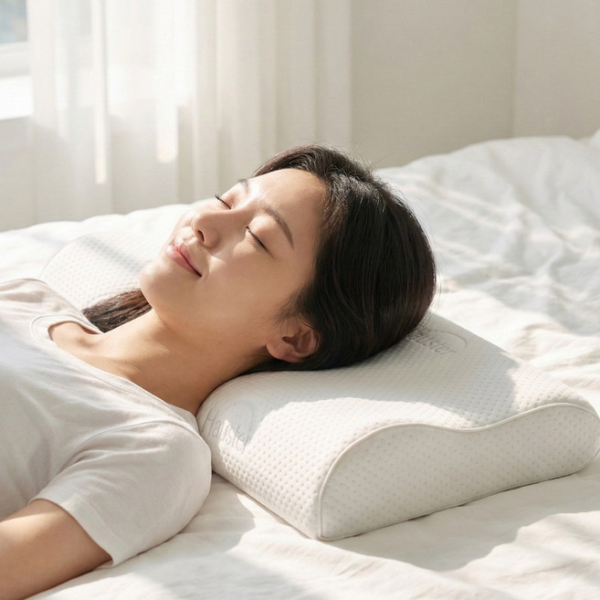 하우스터 천연 라텍스베개 목편한 경추베개, 화이트, 1개