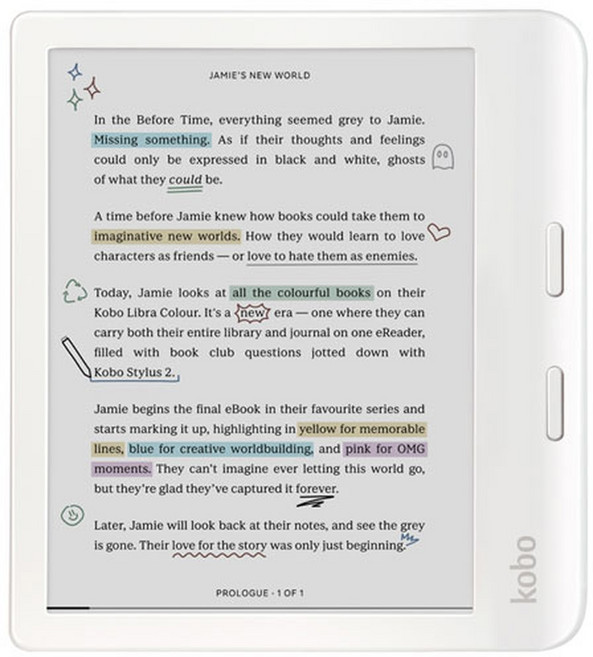 Kobo Libra Color 7인치 Dusk 터치스크린 라쿠텐 전자 32GB 부드럽고