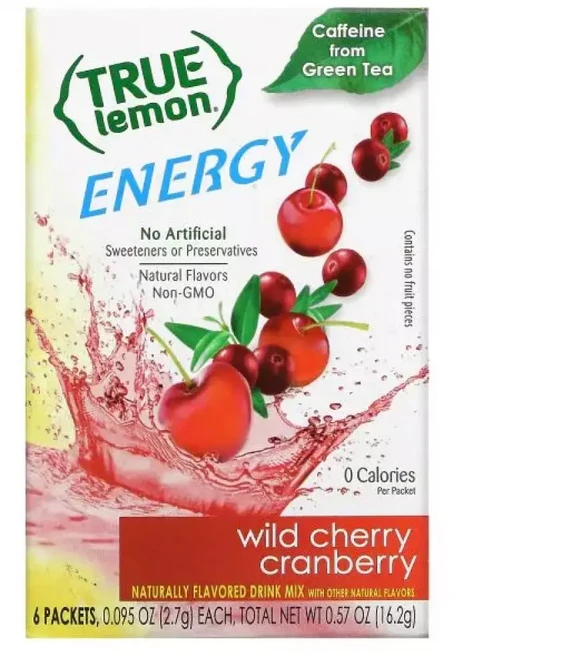 트루시트러스 True Citrus 레몬 에너지 Energy Wild Cherry 체리 크랜베리 Cranberry 6팩 0.095 각, 2.7g, 1개