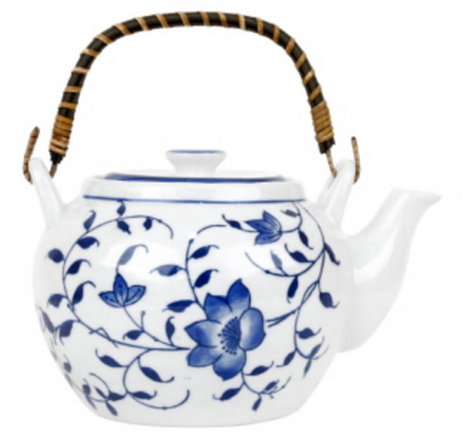 ATT 도자기 주전자 화이트/블루꽃 술주전자 백세주 사케 정종 주기 고급스러운 제사 주전자 술병, 도자기 술주전자, 1개, 970ml