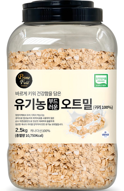 프라임필드 유기농 오트밀, 2.5kg, 1개