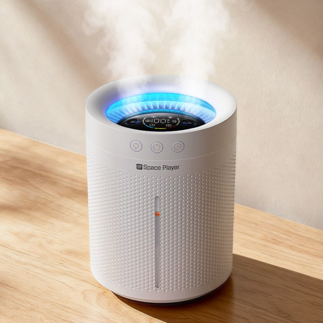 Space Player 무선 미니 가습기 대용량 무드등 3L 듀얼 분무 타이머 기능 가습기 저소음 초음파 가정용 대용량 가습기 탁상용 가습기, 화이트, SP2511J3