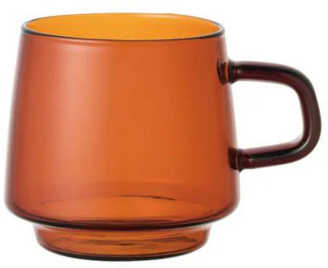 킨토 세피아 머그 340ml 내열유리잔, 황색, 1개