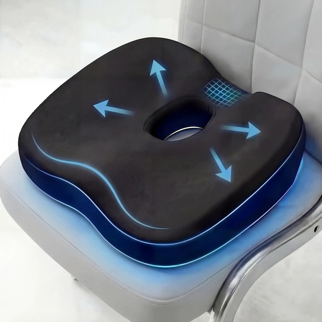 [빅사이즈] 컴포트엘 장시간 앉아도 안 꺼지는 치질 꼬리뼈 임산부 기능성 메모리폼 방석, 1개, 블랙