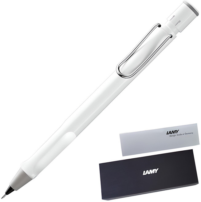 LAMY 사파리 샤프 샤이니 화이트 + 하드케이스 + 리플렛, 0.5mm, 1개