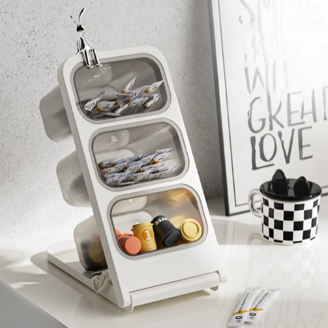 더하임 커피캡슐 티백 보관함 다용도 탕비실 정리함 3단 스텐드형
