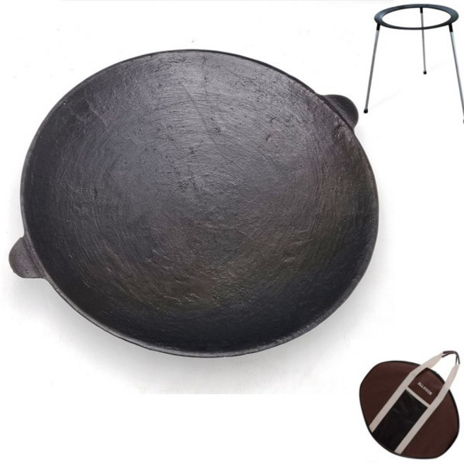 캠핑 조선 무쇠그리들 바베큐그릴 불판 30~41cm, 길들이기포함, 가방+받침대포함, 1개