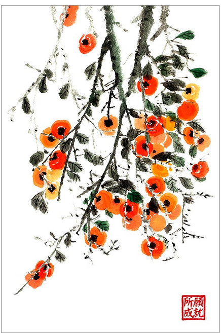 감 나무 그림 캔버스 액자 생기 그림 개업식 선물 사무실 금전운 풍수 인테리어, 07 운수대통 감나무