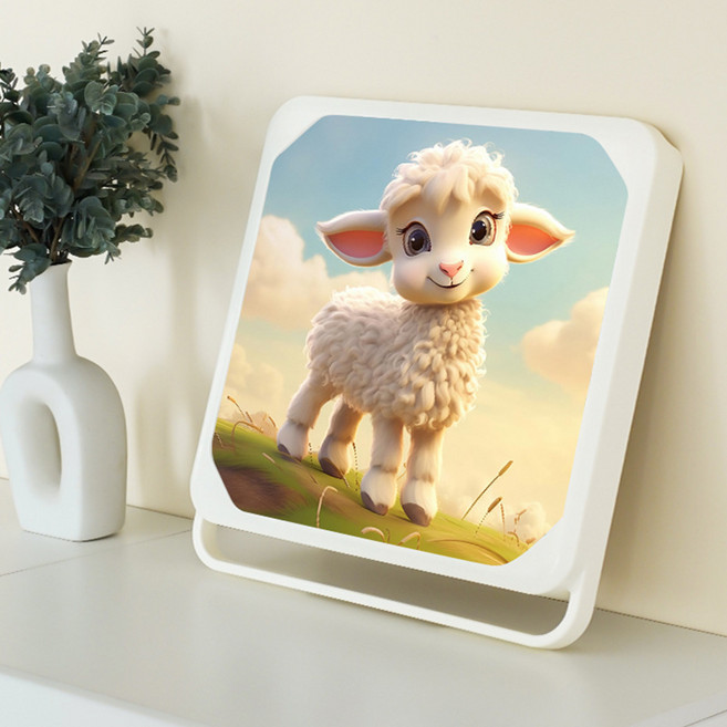 壁畫收納箱放乾淨衣服神器洗澡壁掛摺疊浴室置物架廁所衛生間櫃子, 1個, 水晶款(咩咩羊)白框:如圖