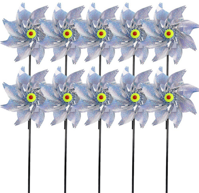 아띠꼴로 5개1세트 야외 정원 새쫓는 바람개비 가수원 새퇴치 반짝이, 10개, 실버