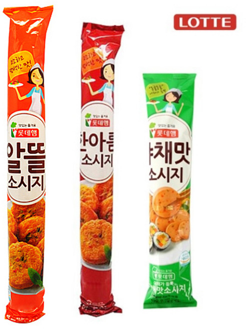 롯데 알뜰 한아름 야채맛 소시지 1박스 모음 추억의 반찬 전 계란 부침 반찬 어린이 간식, 6.5kg, 3개