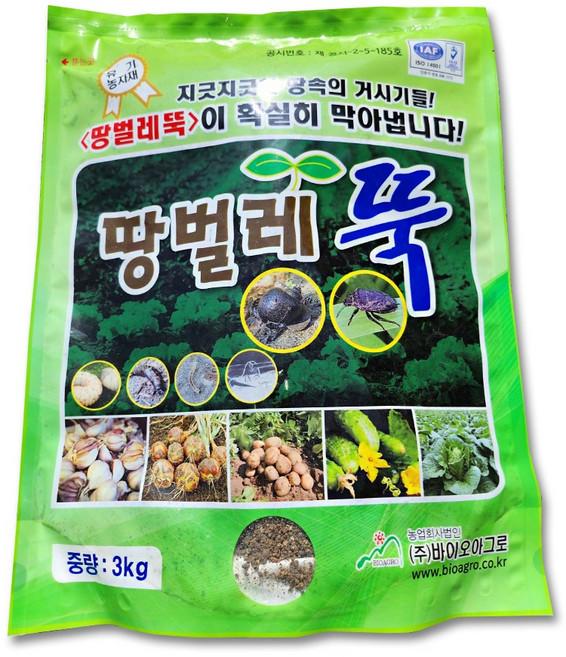 친환경마켓 땅벌레뚝 유기농업자재공시 충해관리용 토양살포제 님추출물 식물추출물 비료 모든작물용 정식 전 후 살포, 3kg, 1개