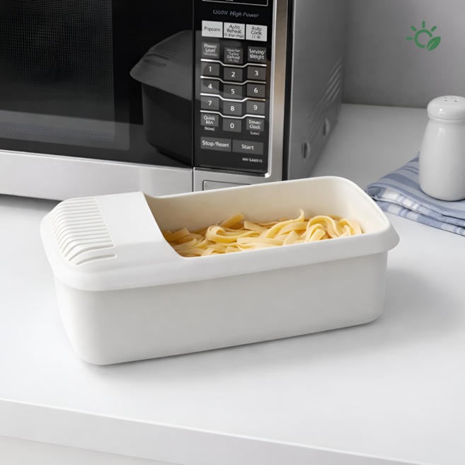 파스타쿠커 전자렌지용 간편 조리기 스파게티 면삶기 보관통 화이트