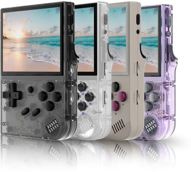 ANBERNIC RG35XX 레트로 게임기 3.5인치 64GB, 투명 화이트