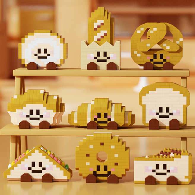 [블럭킹] 나노블럭 귀여운 빵 캐릭터 베이커리 시리즈 9종 모음 BK050, 1개, 9종 BOX