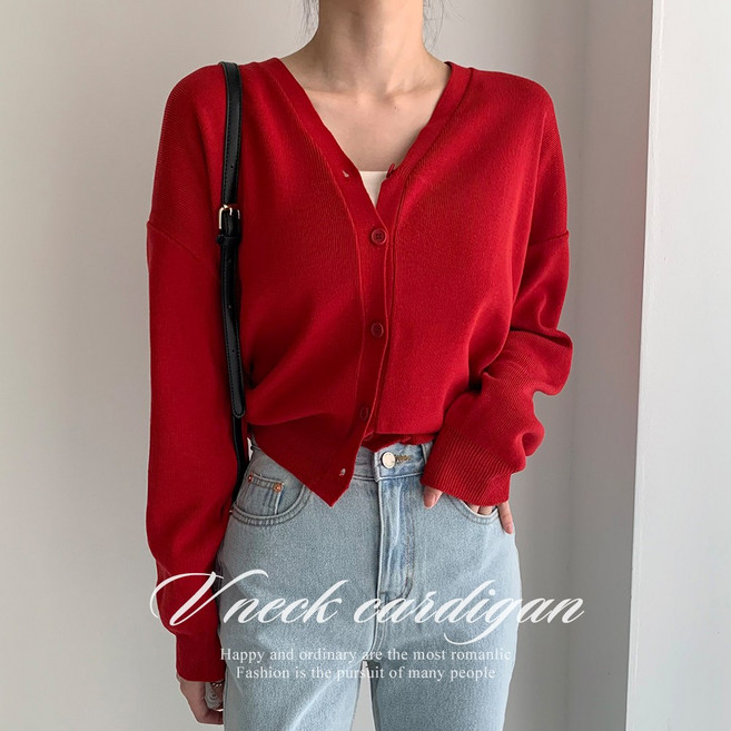 [순이] S.여성 봄 데일리 루즈핏 V넥 가디건