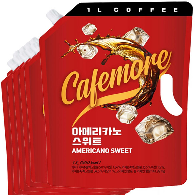 [대용량 커피] 1리터 스위트 커피 (1000ml 10개입) 대용량 가성비 좋은 아이스커피, 10개입, 3개, 1L