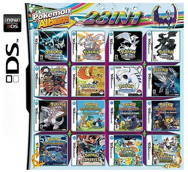 멀티 게임 카트리지 카드 버전 23in1 208in1 480in1 4300in1 컴필레이션 DS NDS 3DS NDSL 비디오, with Box USA Version, 23 in1