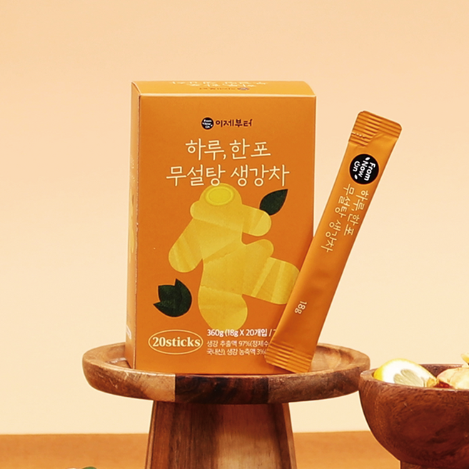 이진생차 이석증완화 재발 예방 어지럼증에 좋은 무설탕 생강차 생강원액 음식 이생진차, 1박스, 20개입, 360g