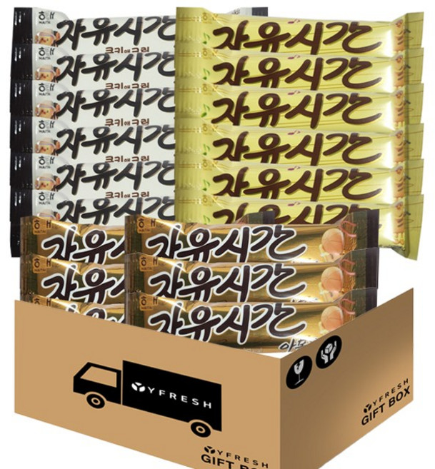 [YFRESH]자유시간초코 자유시간 아몬드 자유시간 쿠키앤크림 각6개씩 총 18개 + YFRESH박스, 30g