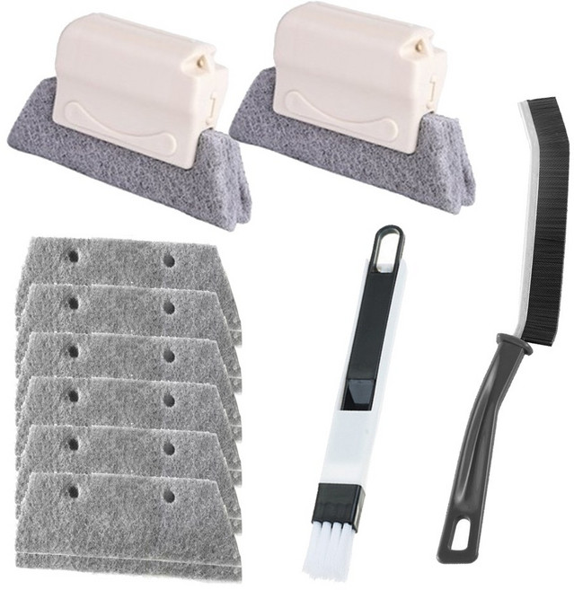 모아픽스 창문 창틀 청소 브러쉬 세트, 1세트, 혼합색상