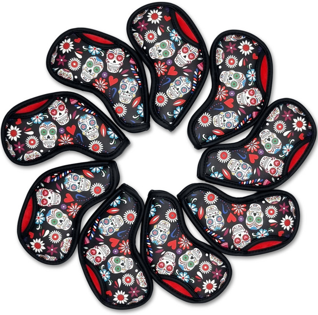 골프서플라이스 레이디스컬 여성용 프리미엄 자석 아이언커버 9개 세트, 1세트