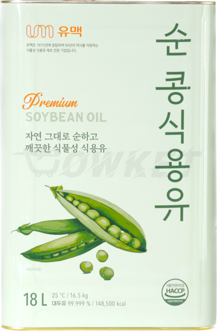 [박스포장] 유맥 콩식용유 콩기름 대두유 대용량 업소용 18L 리터 말통, 1개