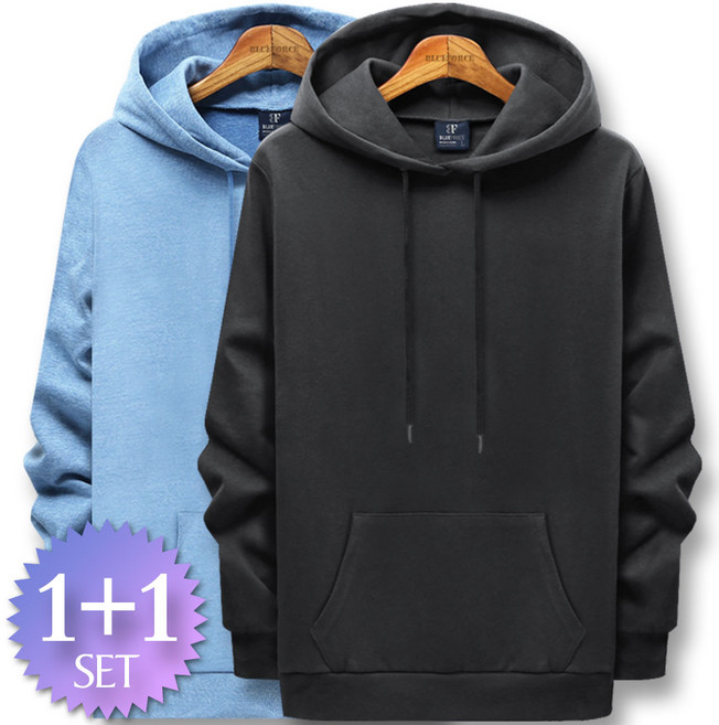 블루포스 트렙 후드티 1+1세트 무지 티셔츠 남자 긴팔 티셔츠 남성 빅사이즈 운동복 가을 단체티 커플티 츄리닝