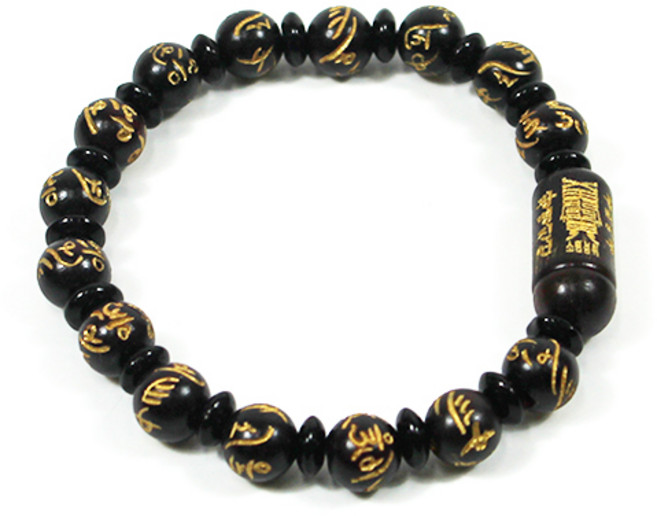 벽조목 광명진언 호신불 합장주 - 염주팔찌 나무팔찌, 1개