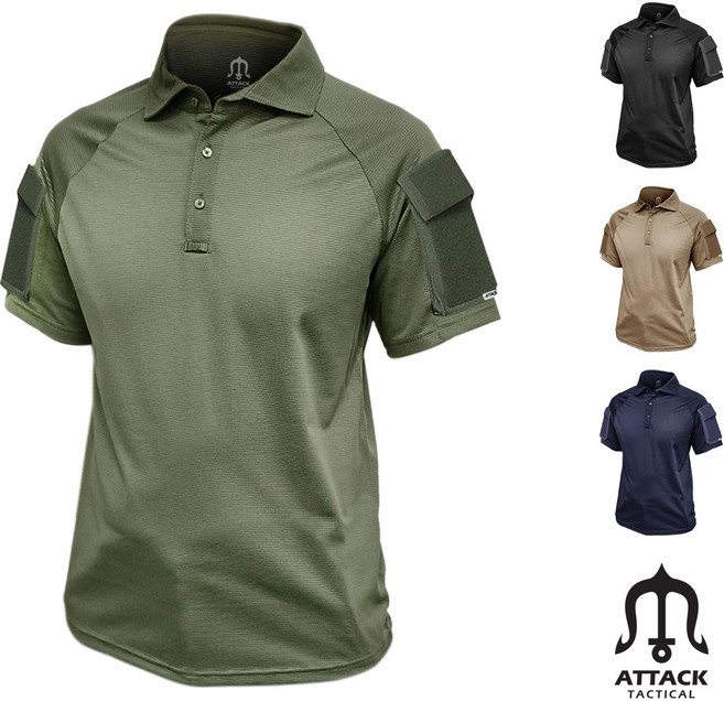 어택존 기능성 폴로 컴뱃 셔츠 국내생산 전술 택티컬 바이크 소방 특전 밀리터리 카라 반팔 티