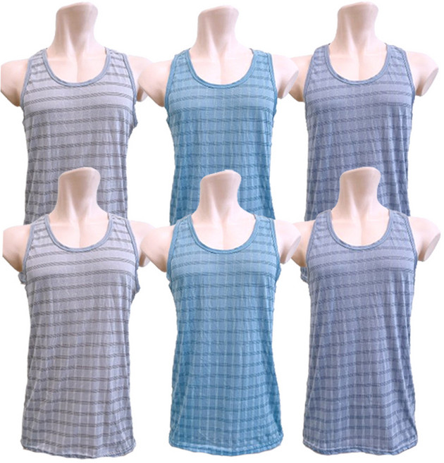 엘에이스 남성용 면스판 연색 나시 런닝 6종