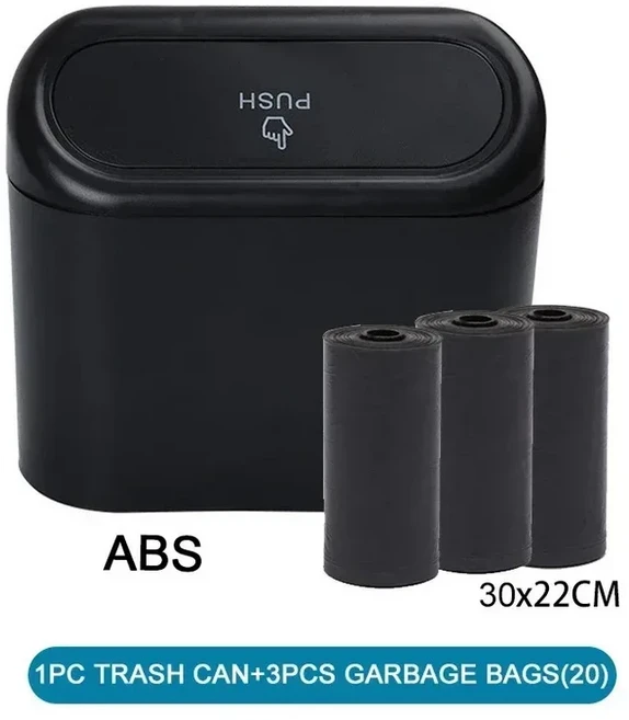 문짝지그 자동차 쓰레기통 뚜껑 문좌석 등받이센터 콘솔 측면사무실용 봉투 3롤 소형, 01 BLA