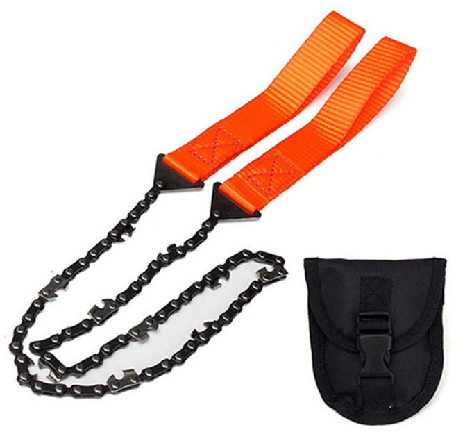 까마느 줄톱 와이어 톱 휴대옹 캠핑 실톱 미니체인톱 다용도 공구 톱 야외 아웃도어, 오렌지, 1개