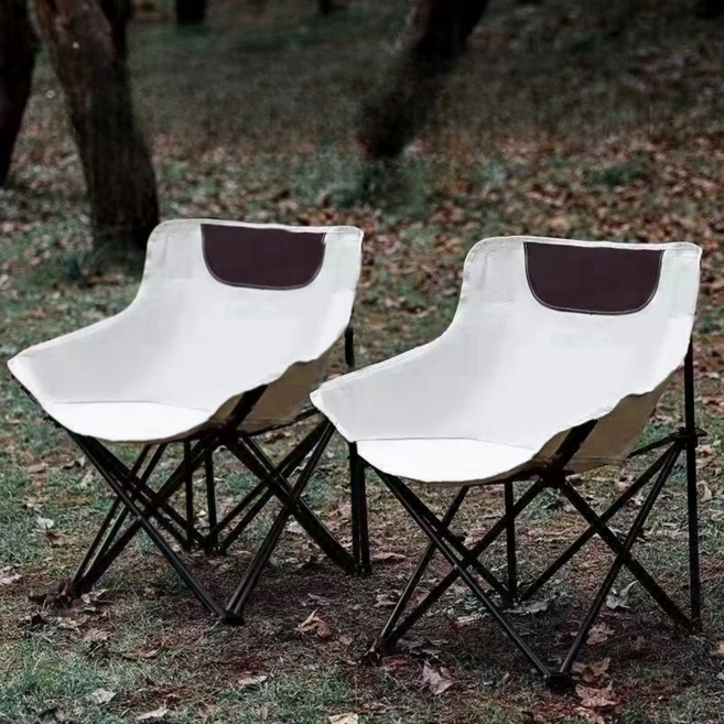 WoWo 아웃도어 모임 편한의자 접이식 캠핑 의자, 화이트+수납백, 2개