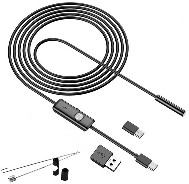 MS4U 스마트폰 내시경 케이블 카메라 기본형 2m, 1개, 블랙