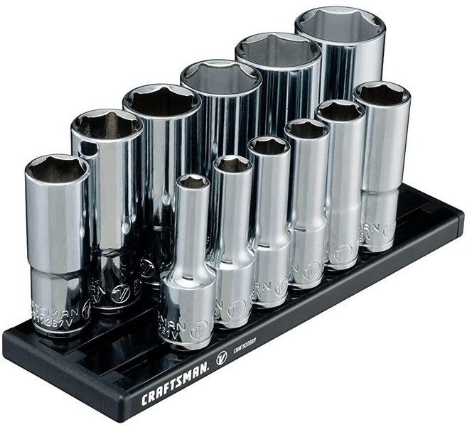 CRAFTSMAN V-SERIES 소켓 세트 얕은 SAE 1cm(3/8인치) 드라이브 12피스 (CMMT17330V), 딥 SAE