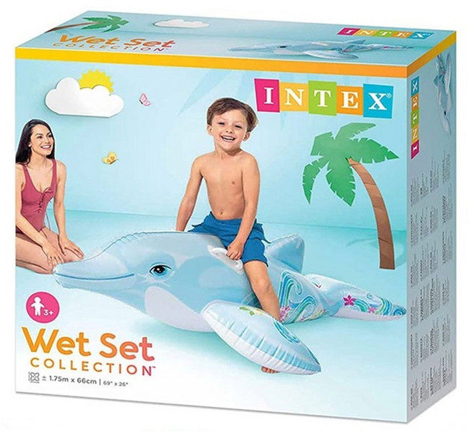 [인텍스] 돌고래 라이드온 튜브 물놀이 라이더 튜브, INTEX돌고래라이드온58535, 1개