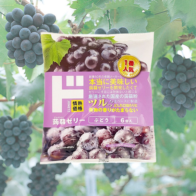일본 돈키호테 곤약젤리 포도맛 부도우, 6개, 20g